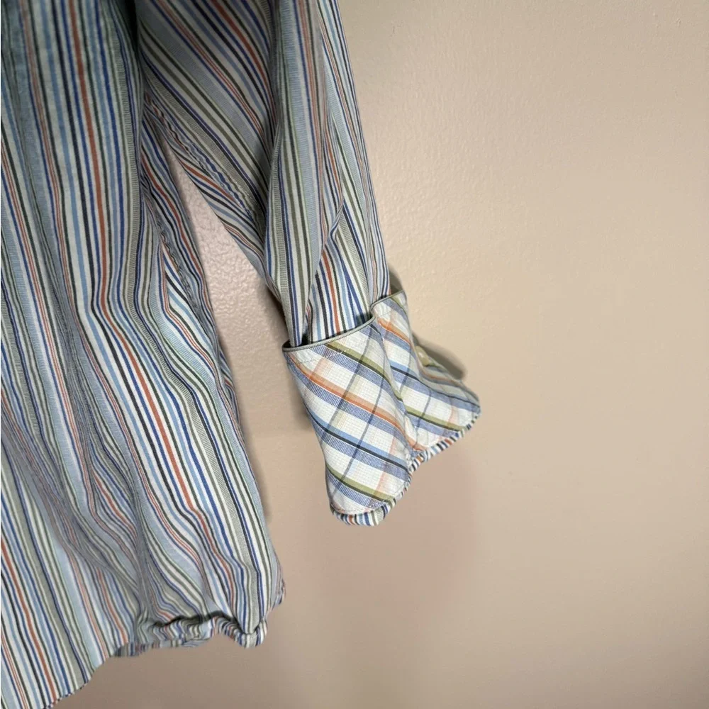 Vintage Robert Graham R&G Stripe Button Shirt L Multi Color Y2K Cotton - Picture 4 of 8